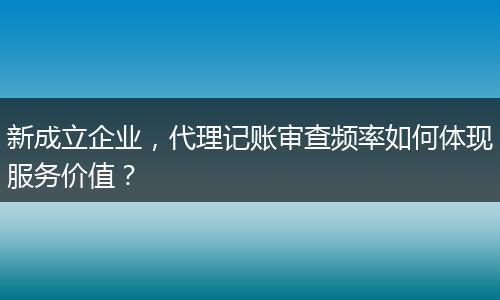 新成立企業(yè)，代理記賬審查頻率如何體現服務價值？