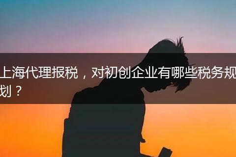 上海代理報(bào)稅，對(duì)初創(chuàng)企業(yè)有哪些稅務(wù)規(guī)劃？