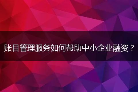 賬目管理服務(wù)如何幫助中小企業(yè)融資？