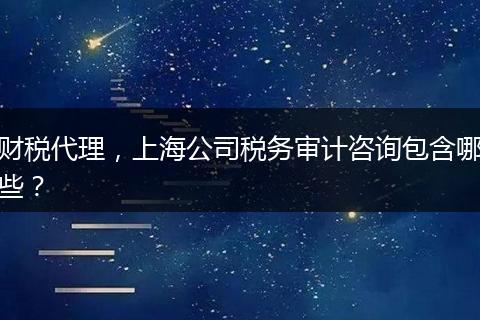 財稅代理，上海公司稅務審計咨詢包含哪些？