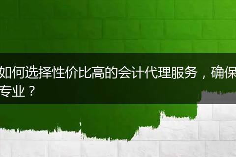 如何選擇性價(jià)比高的會計(jì)代理服務(wù)，確保專業(yè)？