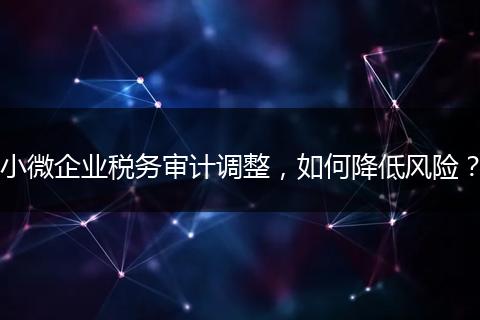 小微企業(yè)稅務(wù)審計調(diào)整，如何降低風(fēng)險？