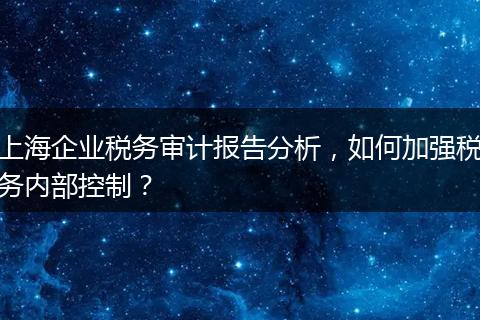 上海企業(yè)稅務審計報告分析，如何加強稅務內(nèi)部控制？
