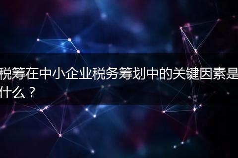 稅籌在中小企業(yè)稅務(wù)籌劃中的關(guān)鍵因素是什么？