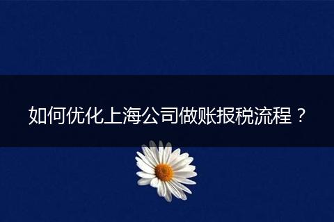 如何優(yōu)化上海公司做賬報稅流程？