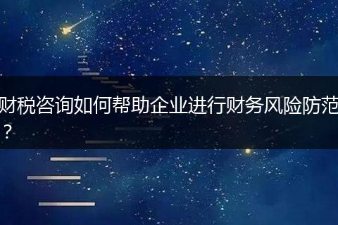 財(cái)稅咨詢?nèi)绾螏椭髽I(yè)進(jìn)行財(cái)務(wù)風(fēng)險(xiǎn)防范？
