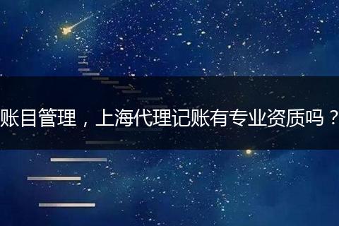 賬目管理，上海代理記賬有專業(yè)資質(zhì)嗎？
