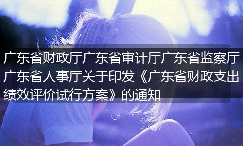 廣東省財(cái)政廳廣東省審計(jì)廳廣東省監(jiān)察廳廣東省人事廳關(guān)于印發(fā)《廣東省財(cái)政支出績(jī)效評(píng)價(jià)試行方案》的通知