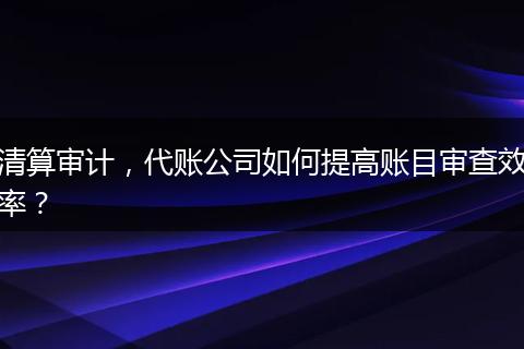 清算審計，代賬公司如何提高賬目審查效率？
