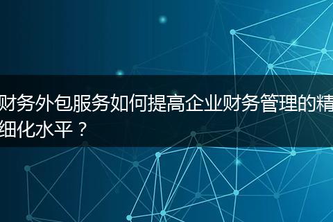 財(cái)務(wù)外包服務(wù)如何提高企業(yè)財(cái)務(wù)管理的精細(xì)化水平？