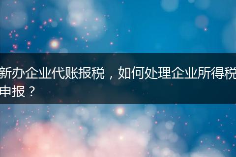新辦企業(yè)代賬報稅，如何處理企業(yè)所得稅申報？