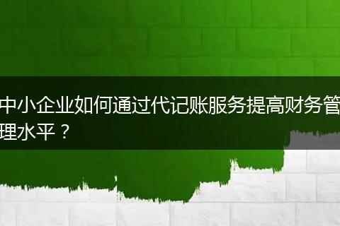 中小企業(yè)如何通過代記賬服務(wù)提高財(cái)務(wù)管理水平？