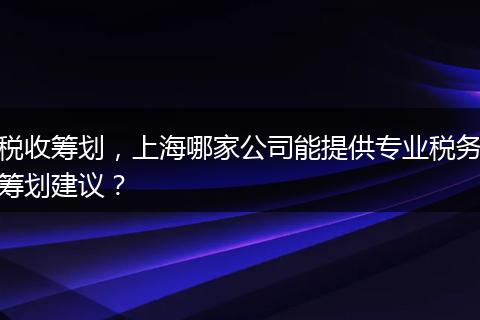 稅收籌劃，上海哪家公司能提供專業(yè)稅務(wù)籌劃建議？