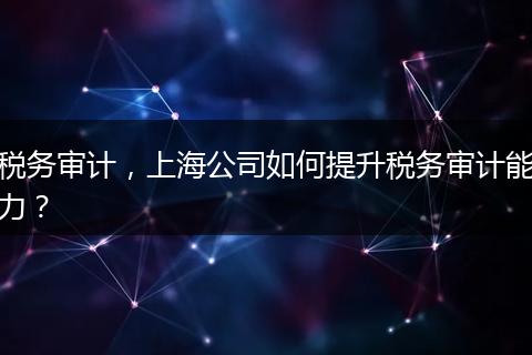 稅務(wù)審計，上海公司如何提升稅務(wù)審計能力？