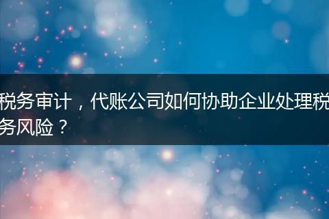 稅務(wù)審計，代賬公司如何協(xié)助企業(yè)處理稅務(wù)風險？