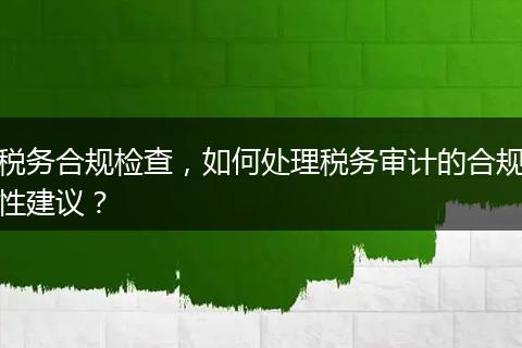 稅務(wù)合規(guī)檢查，如何處理稅務(wù)審計(jì)的合規(guī)性建議？