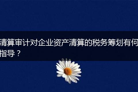 清算審計(jì)對(duì)企業(yè)資產(chǎn)清算的稅務(wù)籌劃有何指導(dǎo)?