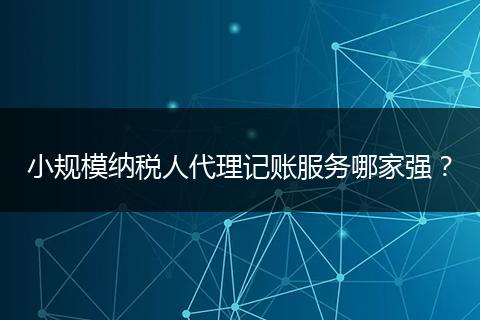 小規(guī)模納稅人代理記賬服務(wù)哪家強？