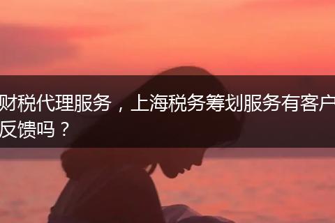 財(cái)稅代理服務(wù)，上海稅務(wù)籌劃服務(wù)有客戶反饋嗎？