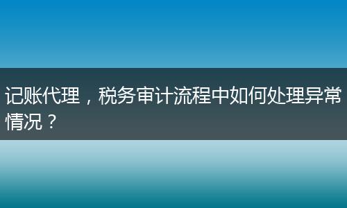 記賬代理，稅務審計流程中如何處理異常情況？