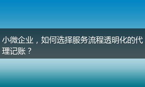 小微企業(yè)，如何選擇服務(wù)流程透明化的代理記賬？