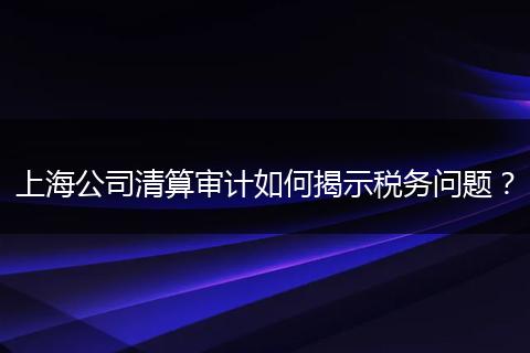 上海公司清算審計如何揭示稅務(wù)問題？