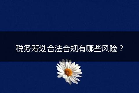 稅務(wù)籌劃合法合規(guī)有哪些風(fēng)險(xiǎn)？