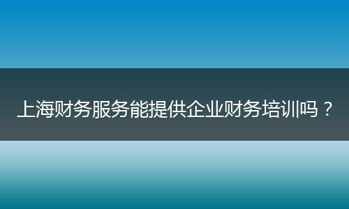 上海財務服務能提供企業(yè)財務培訓嗎？