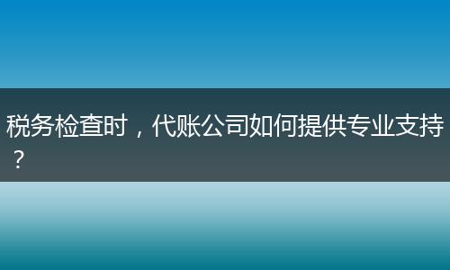 稅務(wù)檢查時，代賬公司如何提供專業(yè)支持？