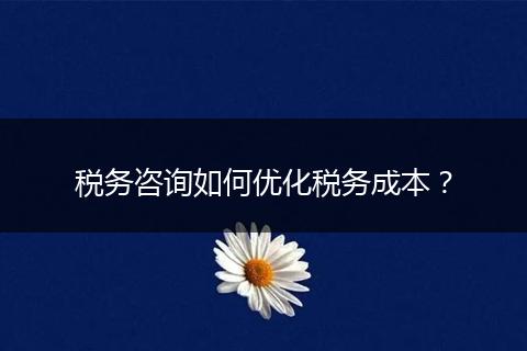 稅務(wù)咨詢?nèi)绾蝺?yōu)化稅務(wù)成本？