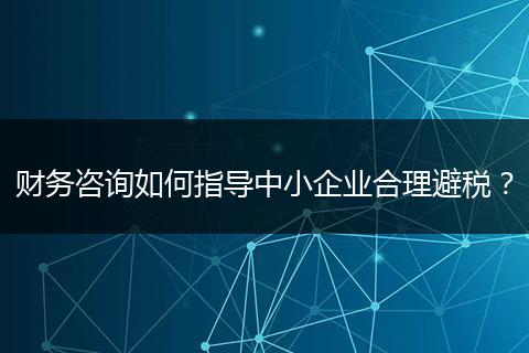財(cái)務(wù)咨詢?nèi)绾沃笇?dǎo)中小企業(yè)合理避稅？
