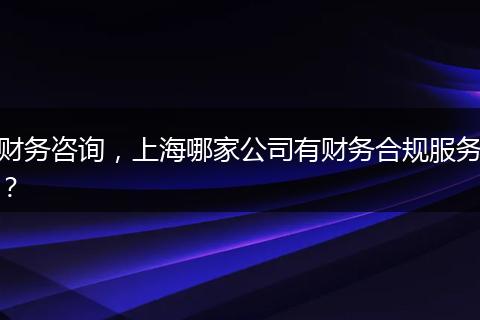 財(cái)務(wù)咨詢，上海哪家公司有財(cái)務(wù)合規(guī)服務(wù)？