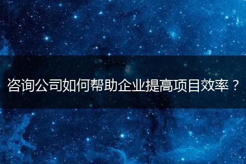 咨詢公司如何幫助企業(yè)提高項(xiàng)目效率？