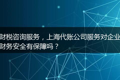 財稅咨詢服務(wù)，上海代賬公司服務(wù)對企業(yè)財務(wù)安全有保障嗎？