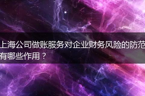 上海公司做賬服務對企業(yè)財務風險的防范有哪些作用？