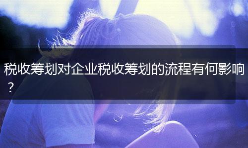 稅收籌劃對(duì)企業(yè)稅收籌劃的流程有何影響？