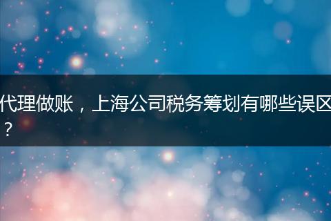 代理做賬，上海公司稅務(wù)籌劃有哪些誤區(qū)？