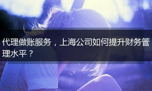 代理做賬服務(wù)，上海公司如何提升財(cái)務(wù)管理水平？