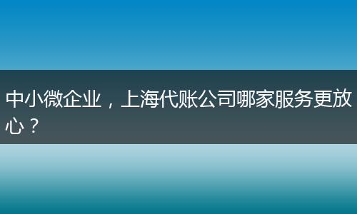 中小微企業(yè)，上海代賬公司哪家服務(wù)更放心？