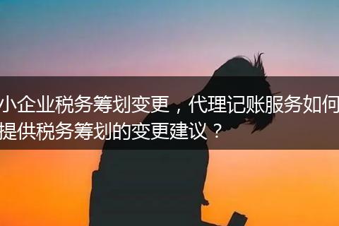 小企業(yè)稅務(wù)籌劃變更，代理記賬服務(wù)如何提供稅務(wù)籌劃的變更建議？
