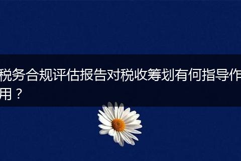 稅務(wù)合規(guī)評(píng)估報(bào)告對(duì)稅收籌劃有何指導(dǎo)作用？