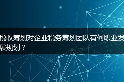 稅收籌劃對(duì)企業(yè)稅務(wù)籌劃團(tuán)隊(duì)有何職業(yè)發(fā)展規(guī)劃？