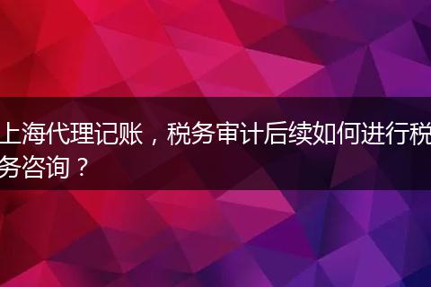 上海代理記賬，稅務(wù)審計(jì)后續(xù)如何進(jìn)行稅務(wù)咨詢？