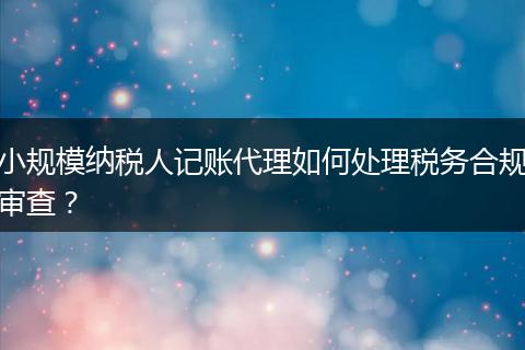 小規(guī)模納稅人記賬代理如何處理稅務(wù)合規(guī)審查?