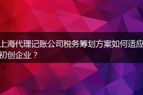上海代理記賬公司稅務(wù)籌劃方案如何適應(yīng)初創(chuàng)企業(yè)？
