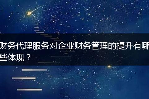 財(cái)務(wù)代理服務(wù)對(duì)企業(yè)財(cái)務(wù)管理的提升有哪些體現(xiàn)？
