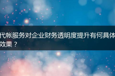 代帳服務(wù)對(duì)企業(yè)財(cái)務(wù)透明度提升有何具體效果？