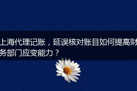 上海代理記賬，延誤核對賬目如何提高財務(wù)部門應變能力？