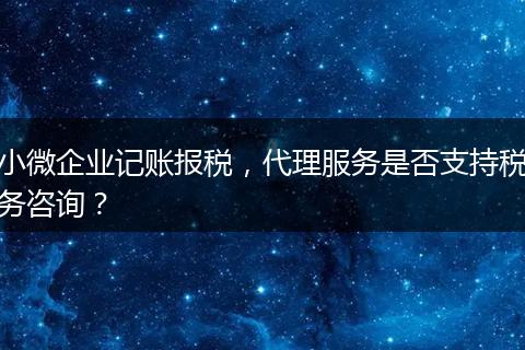 小微企業(yè)記賬報稅，代理服務是否支持稅務咨詢？