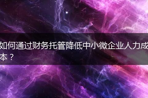如何通過財務(wù)托管降低中小微企業(yè)人力成本？